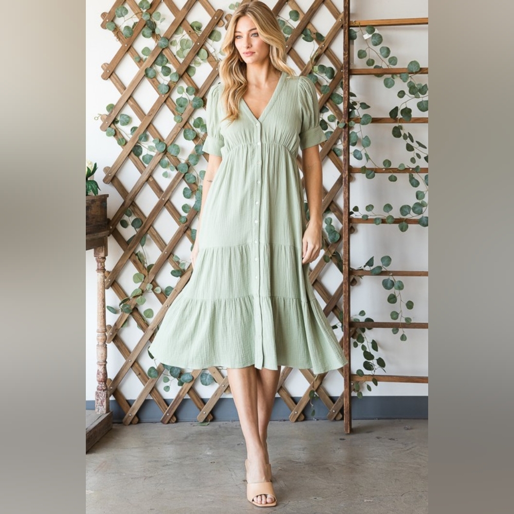 PinkBlush Sage Midi Dress Short Sleeve Maternity